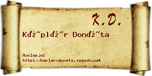 Káplár Donáta névjegykártya